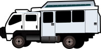 Large 4WD offroad touring vehicle for guided safari tours in outback Australia.